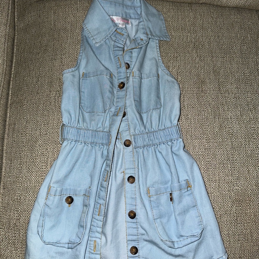 Sleeveless Light Blue Denim Dress